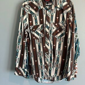 Men's Western Patterned Casual Button Down Shirt